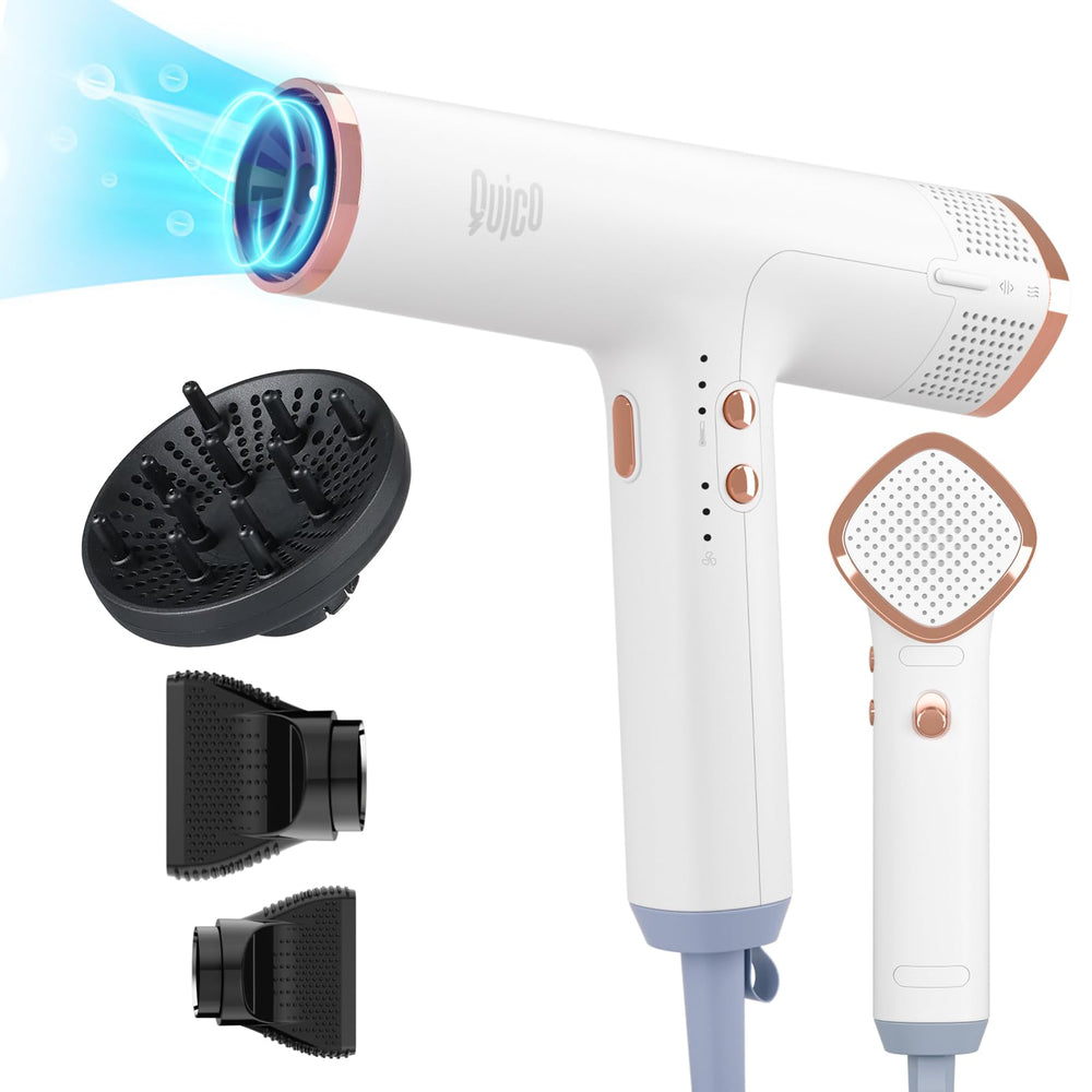 Quico hair blow dryer shows its 1875W motor for fast salon-style drying