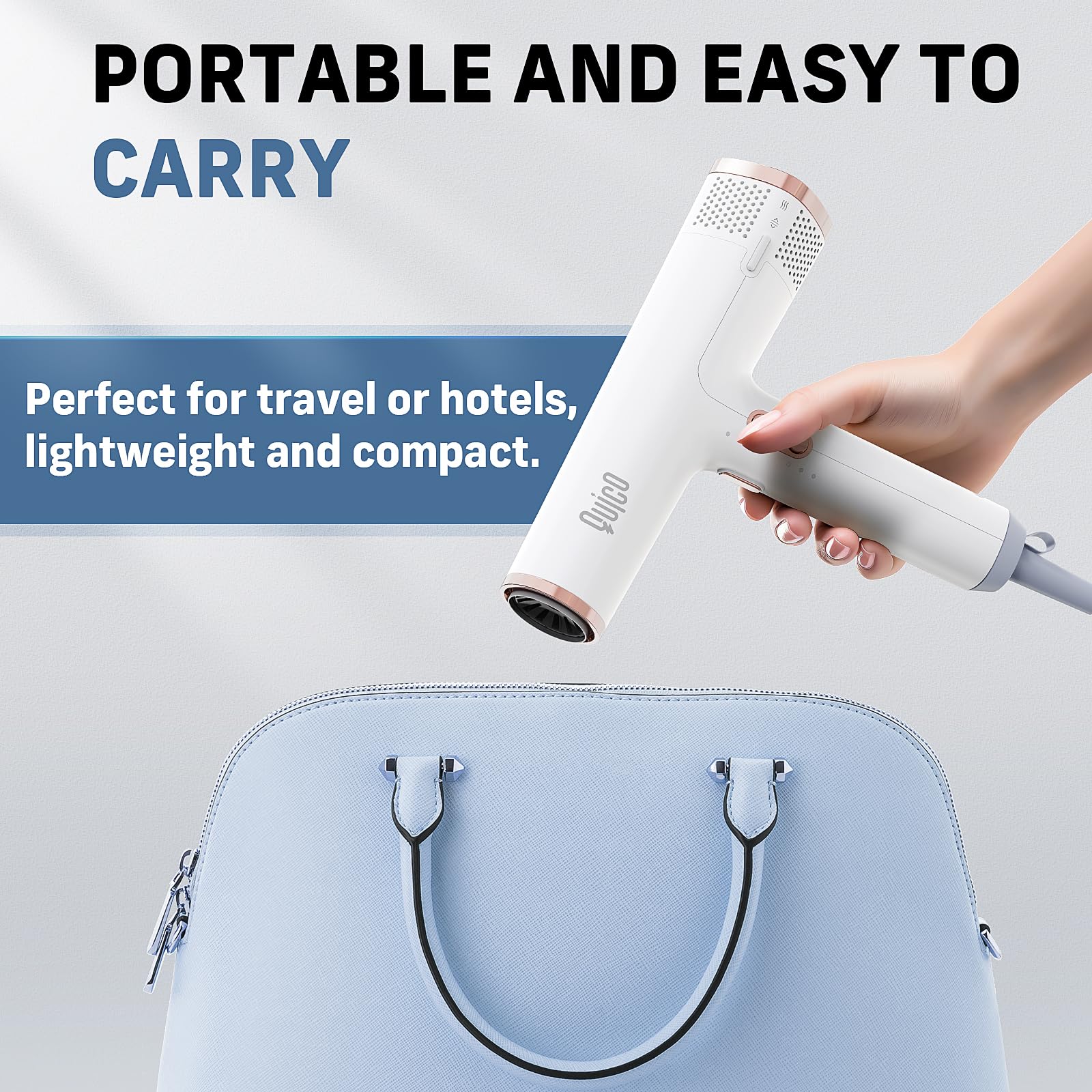 Quico gift package includes dryer, nozzles, and care guide