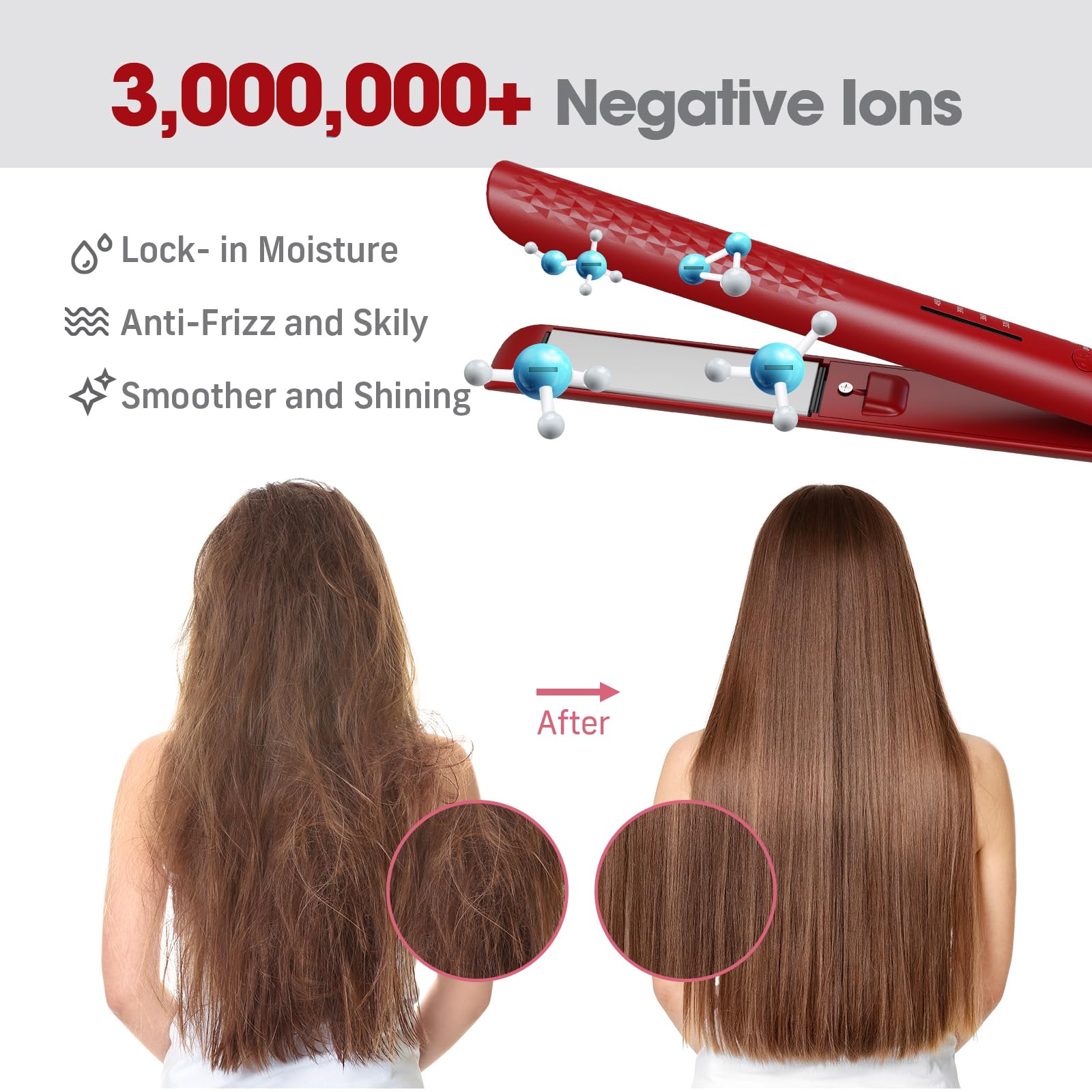 QUICO hair straightener heats in 15 seconds for quick touch-ups