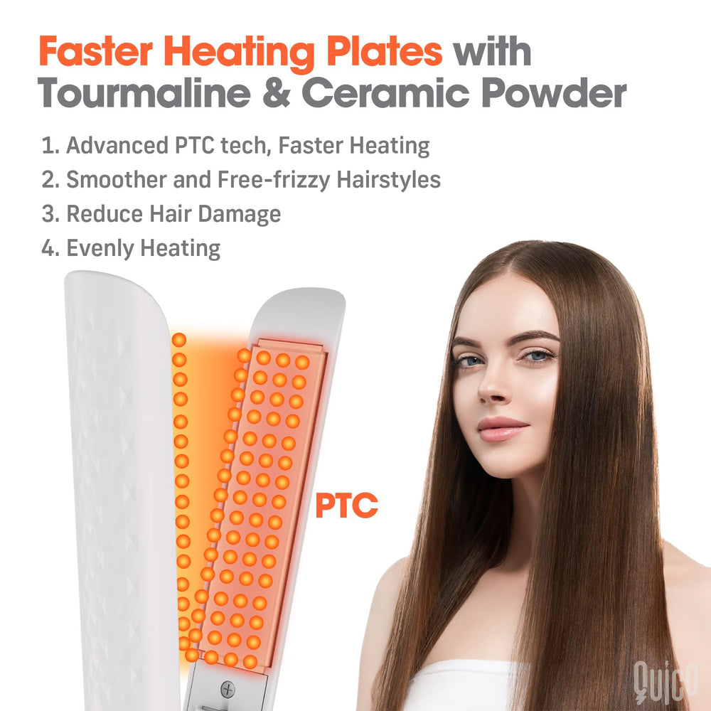 Quico Hair Straightener auto-off indicator — safe auto shut-off after 60 minutes.