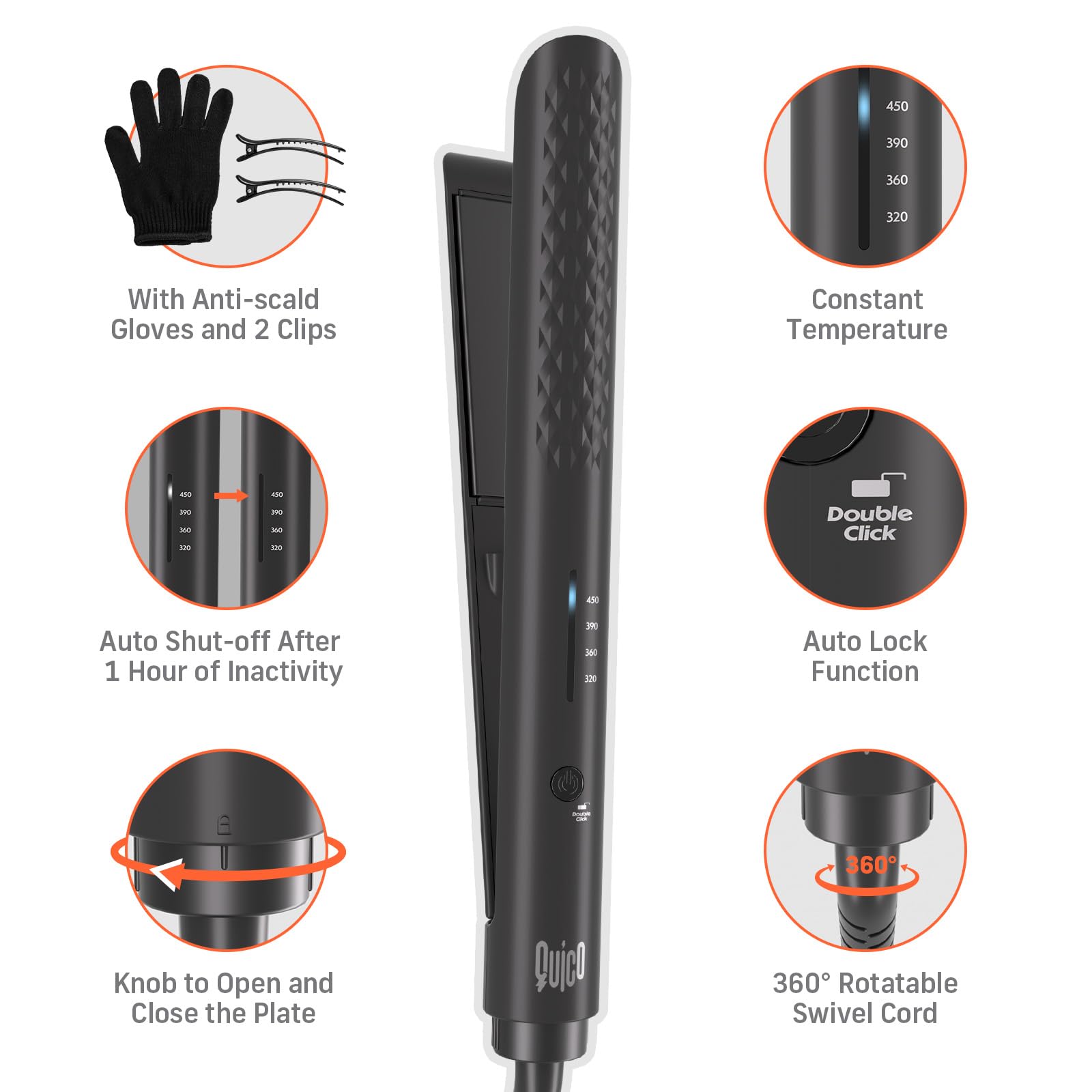 QUICO hair straightener compact size fits in bags for travel and daily use.