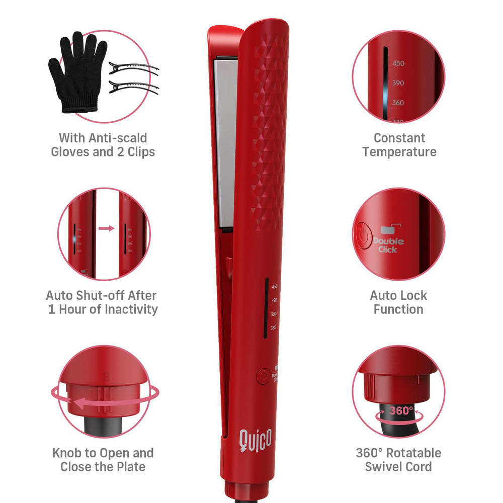 QUICO glossy finish produces salon-like shine after styling