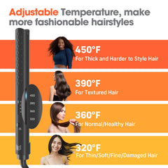 QUICO hair straightener glove and clips ensure safe, convenient styling.