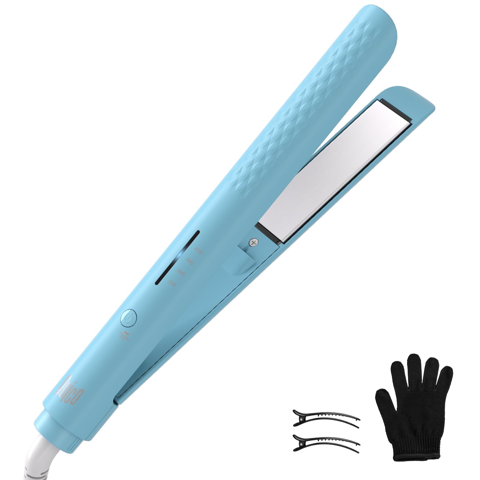 QUICO hair straightener with glove included for safe travel styling