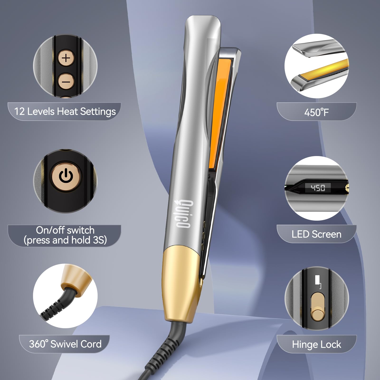 QUICO straightener large plate area holds more hair for efficient styling