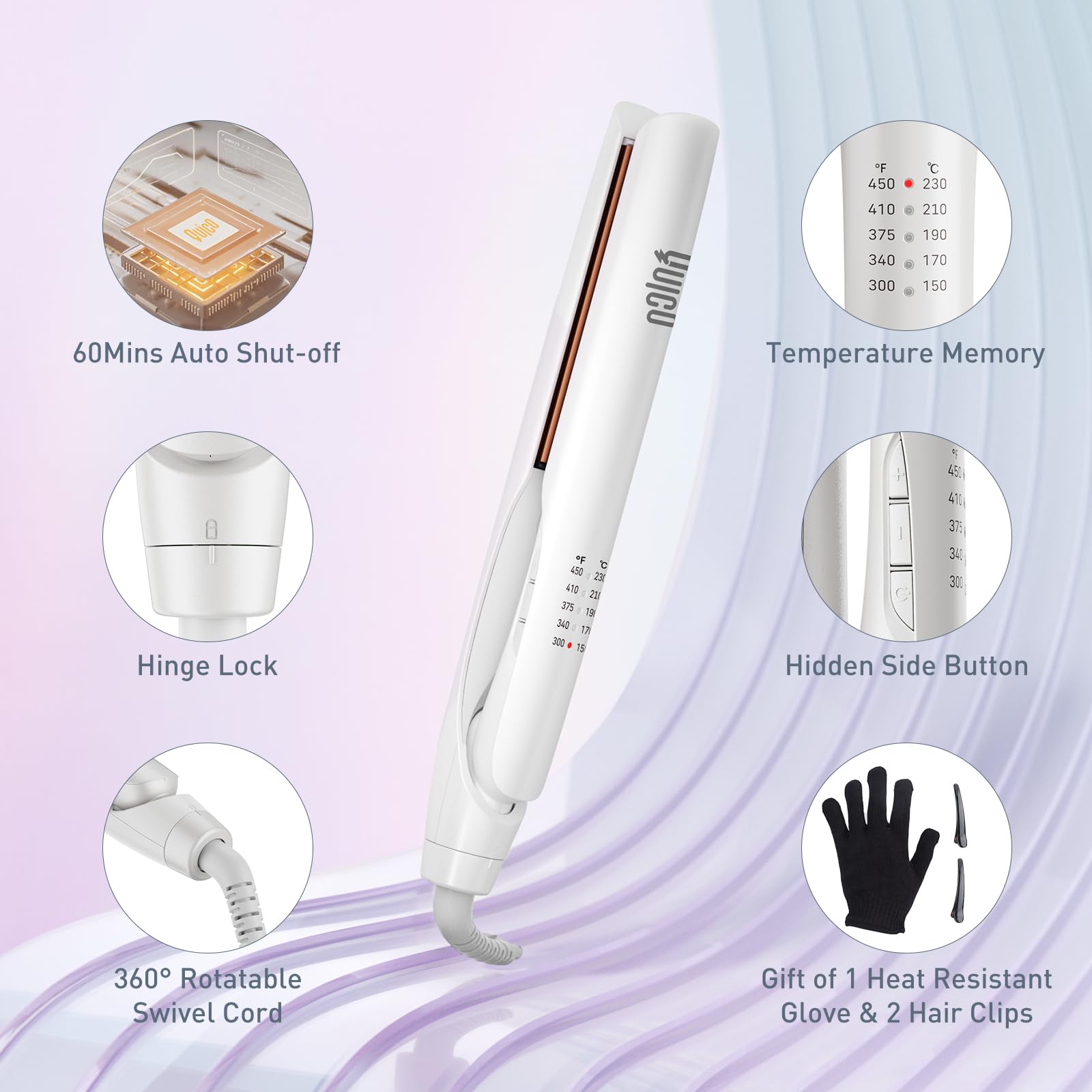 Quico Upgrade Hair Straightener includes a 360-degree swivel cord for flexible styling.