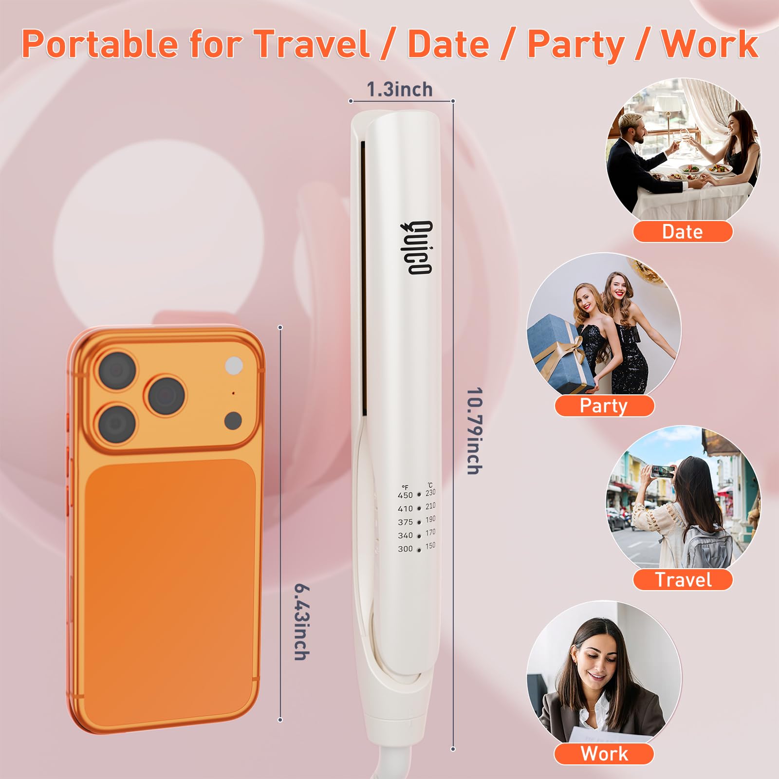 Quico Upgrade Hair Straightener with dual voltage for travel-ready styling worldwide.