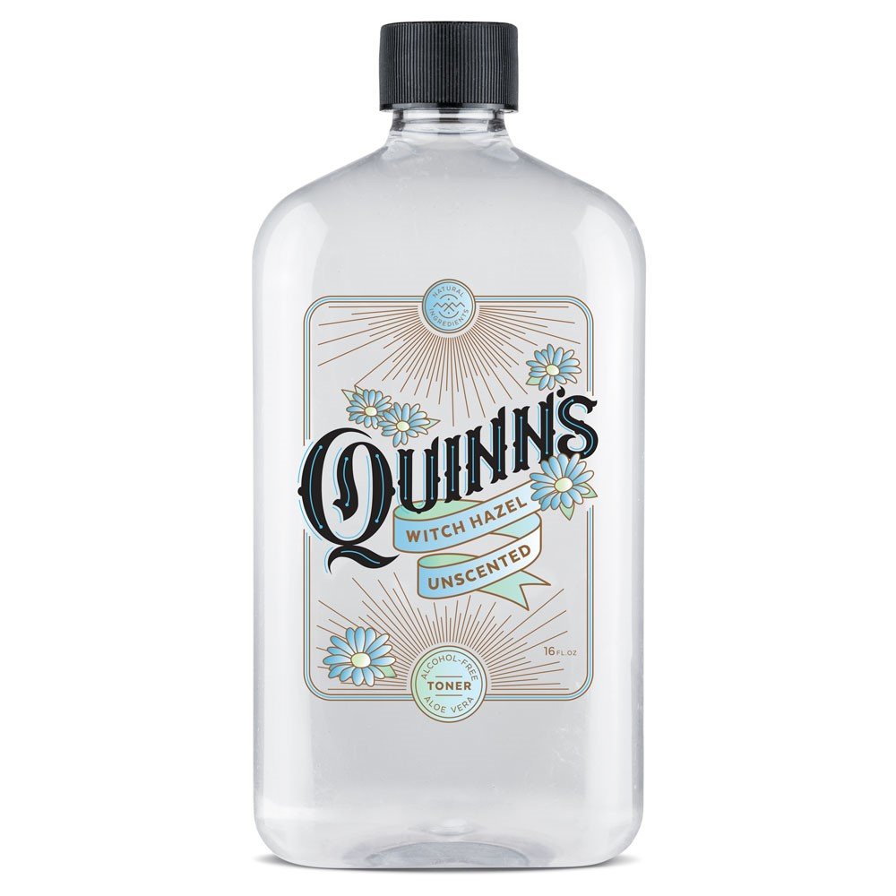 Quinn's Alcohol Free Witch Hazel bottle—fragrance-free soothing for sensitive skin.