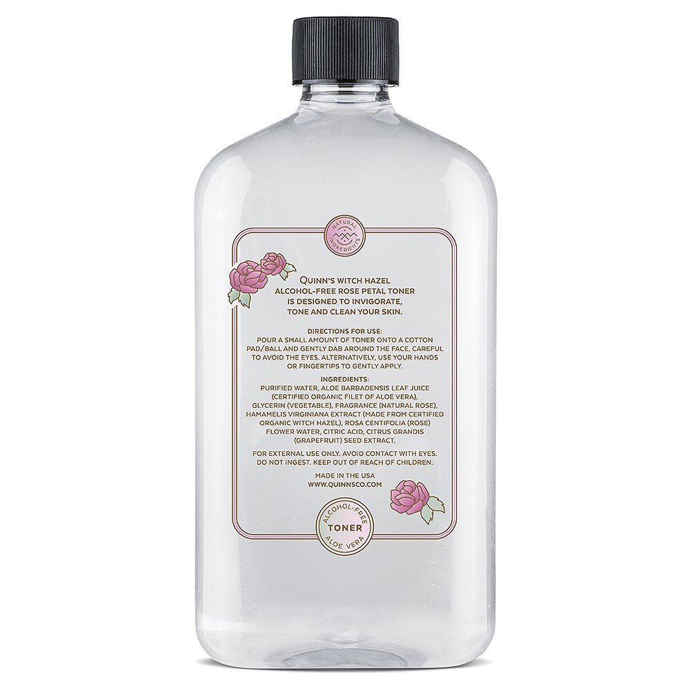 Quinn's natural ingredients label highlights absence of parabens and glycol.