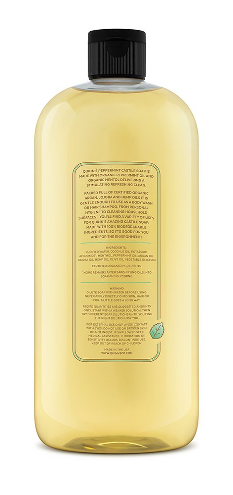 Quinn's Pure Castile Peppermint cleaner handles kitchen grime with refreshing scent