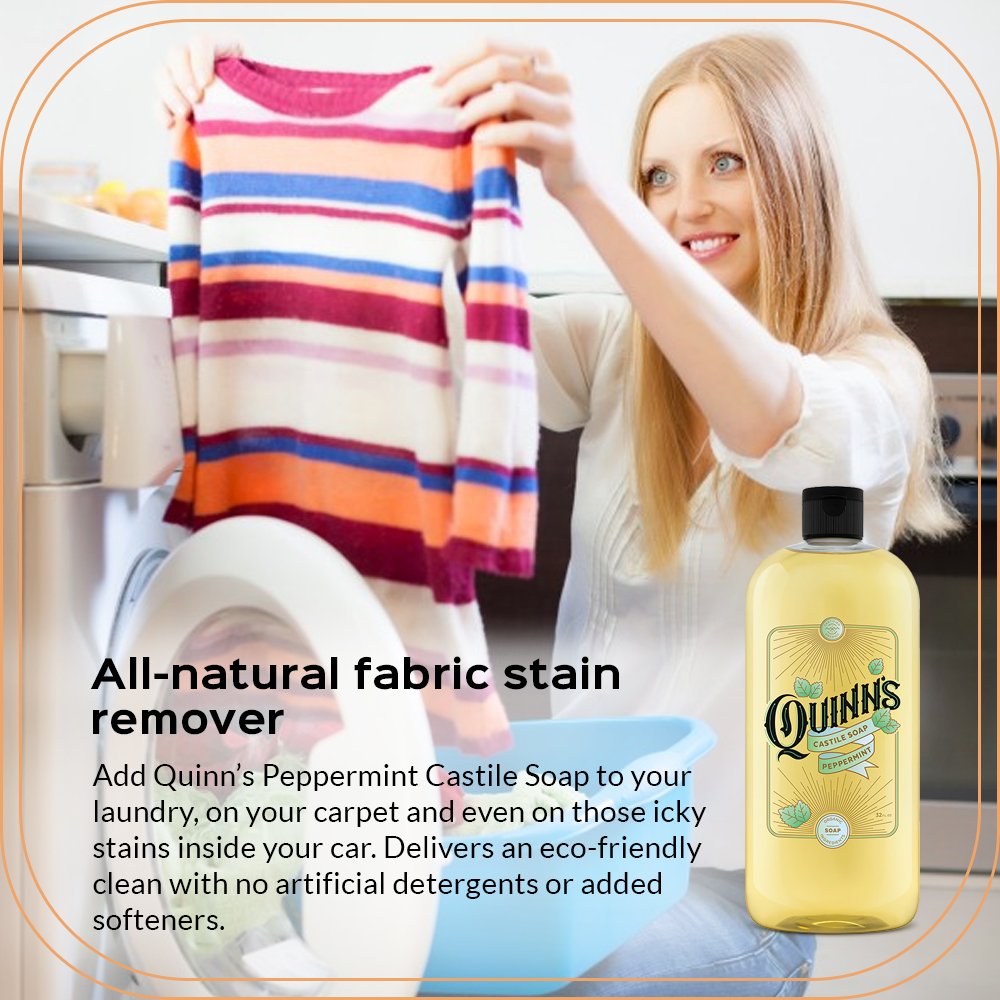 Quinn's Pure Castile Peppermint dish soap tackles grease with a crisp aroma