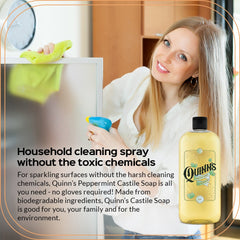 Quinn's Pure Castile Peppermint lather illustrates gentle cleansing for body and hair