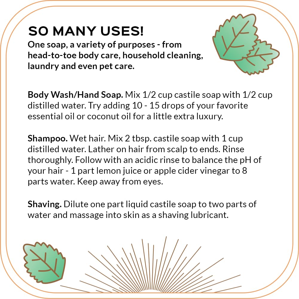 Quinn's Pure Castile Peppermint shampoo cleanses gently with a soothing scent