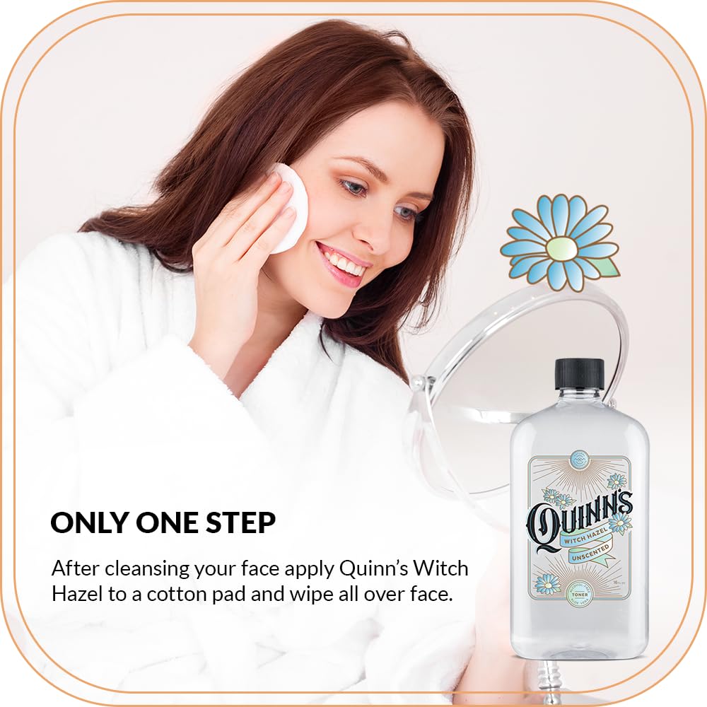 Quinn's Unscented bottle close-up highlights fragrance-free formula ideal for sensitive skin.