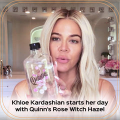 Quinn's Witch Hazel with Aloe Vera application demonstrates gentle cleanser and toner for daily care.