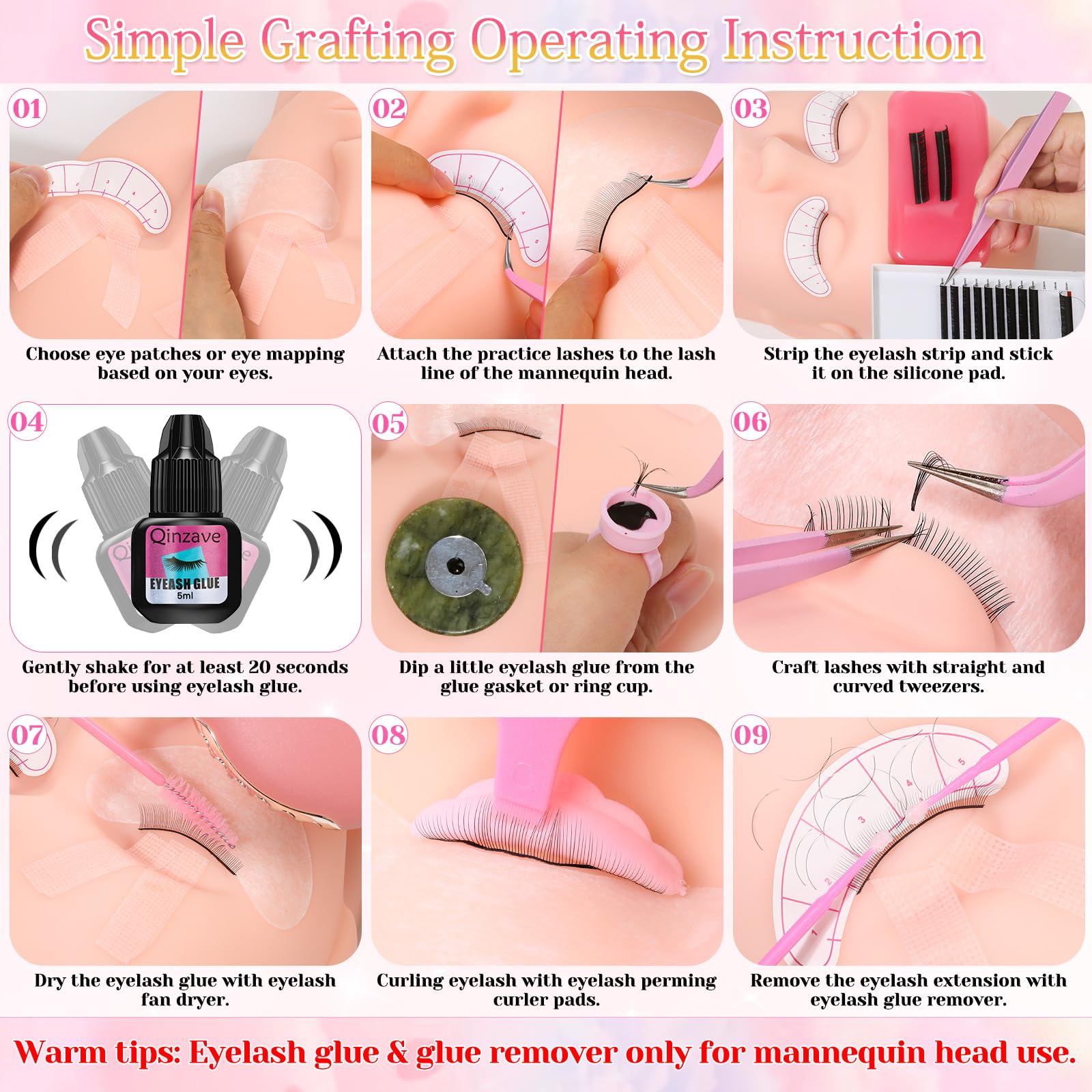 Qinzave 0.07D mixed lashes for natural-looking extensions