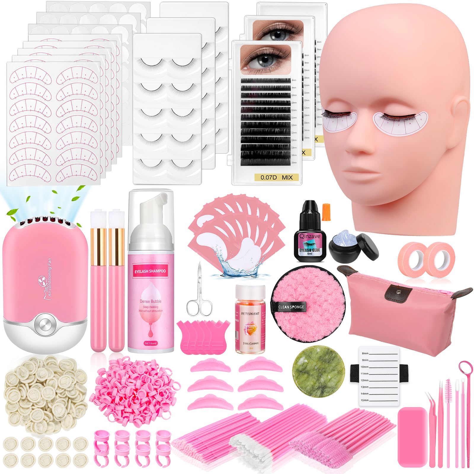 Qinzave lash mannequin head for realistic practice and spacing