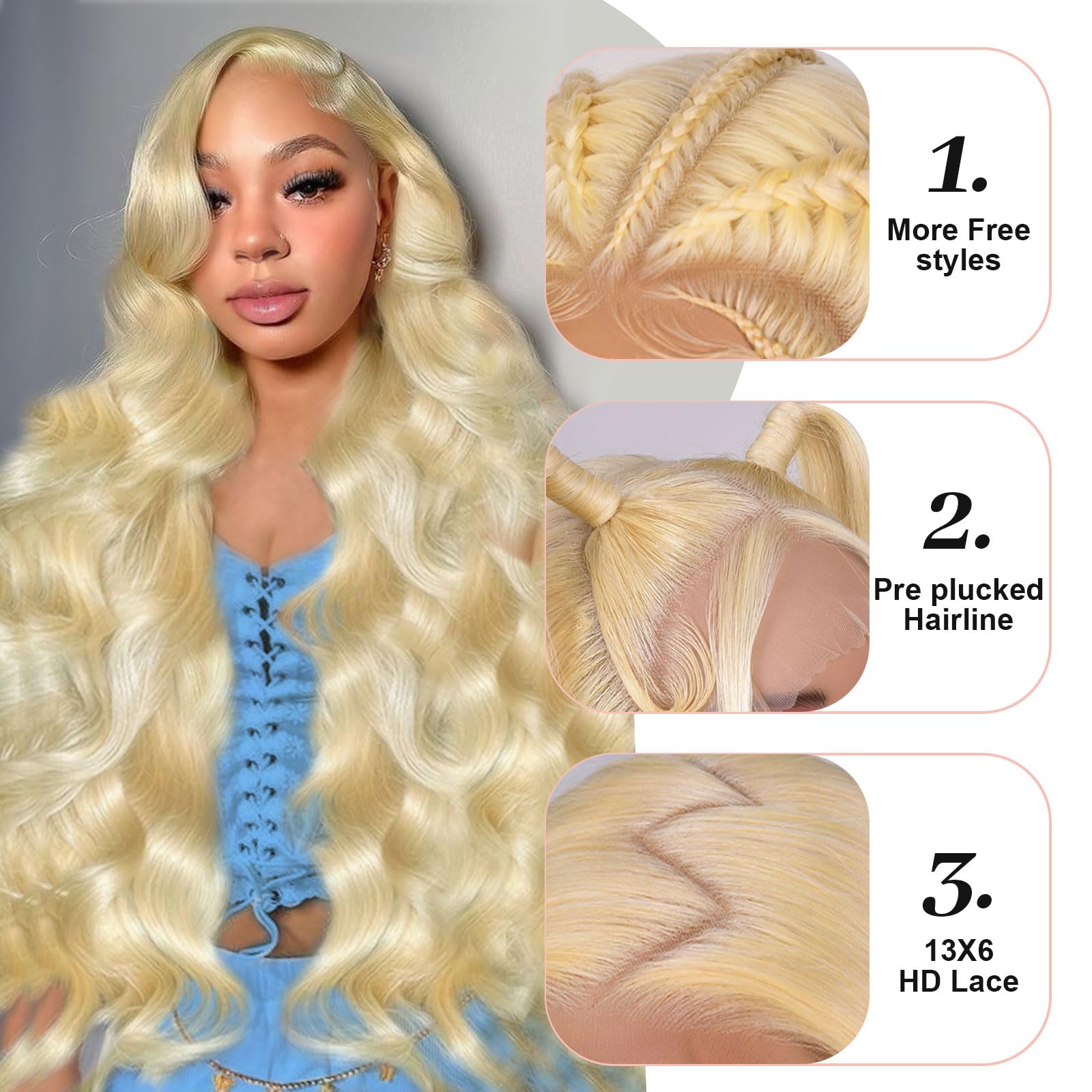 Quiport 613 lace front wig with Swiss lace reveals natural parting for seamless blends.