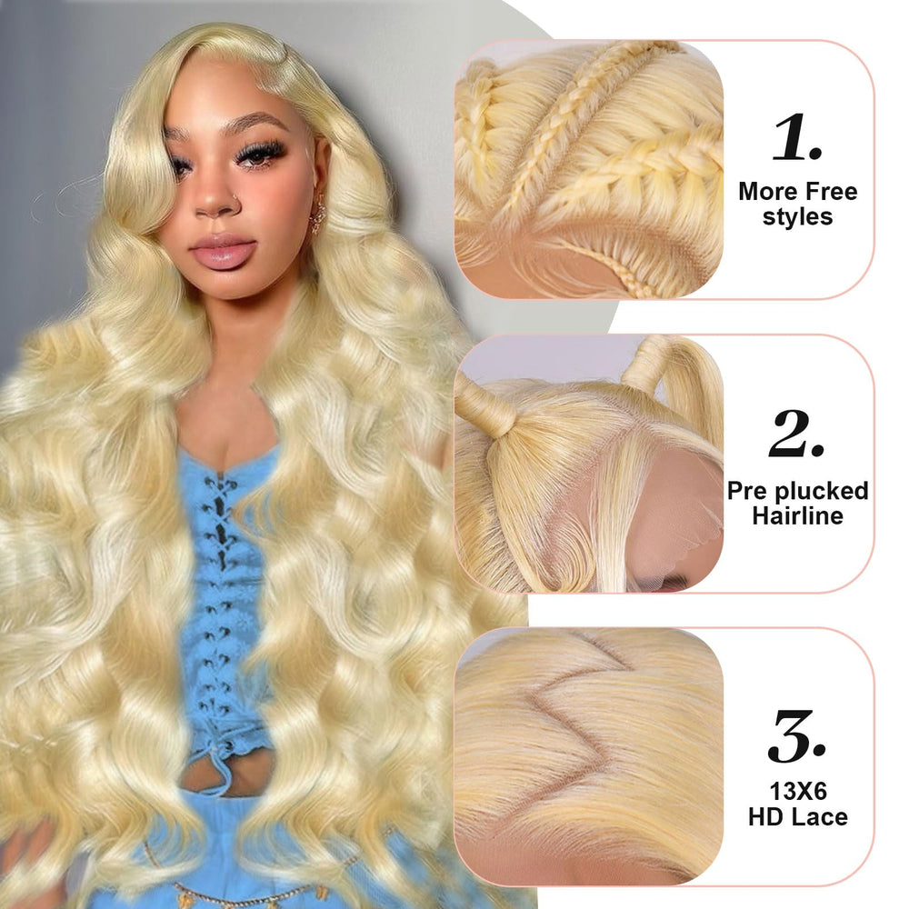Quiport 613 lace front wig with Swiss lace reveals natural parting for seamless blends.