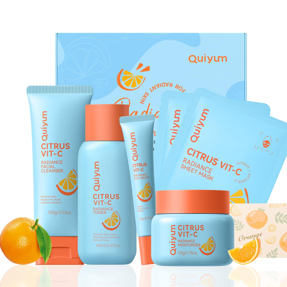 QUIYUM Citrus VC Set cleanser bottle provides a refreshing, balanced cleanse.
