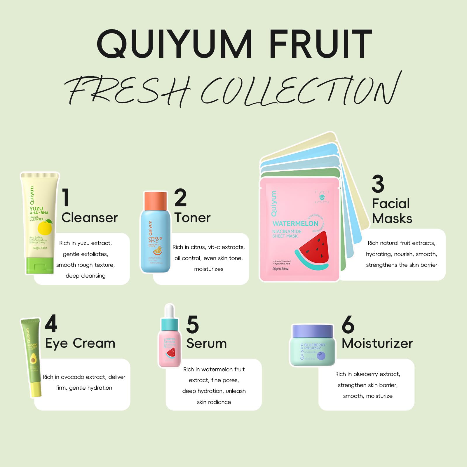 QUIYUM watermelon serum dropper dispensing hydrating formula for dewy skin