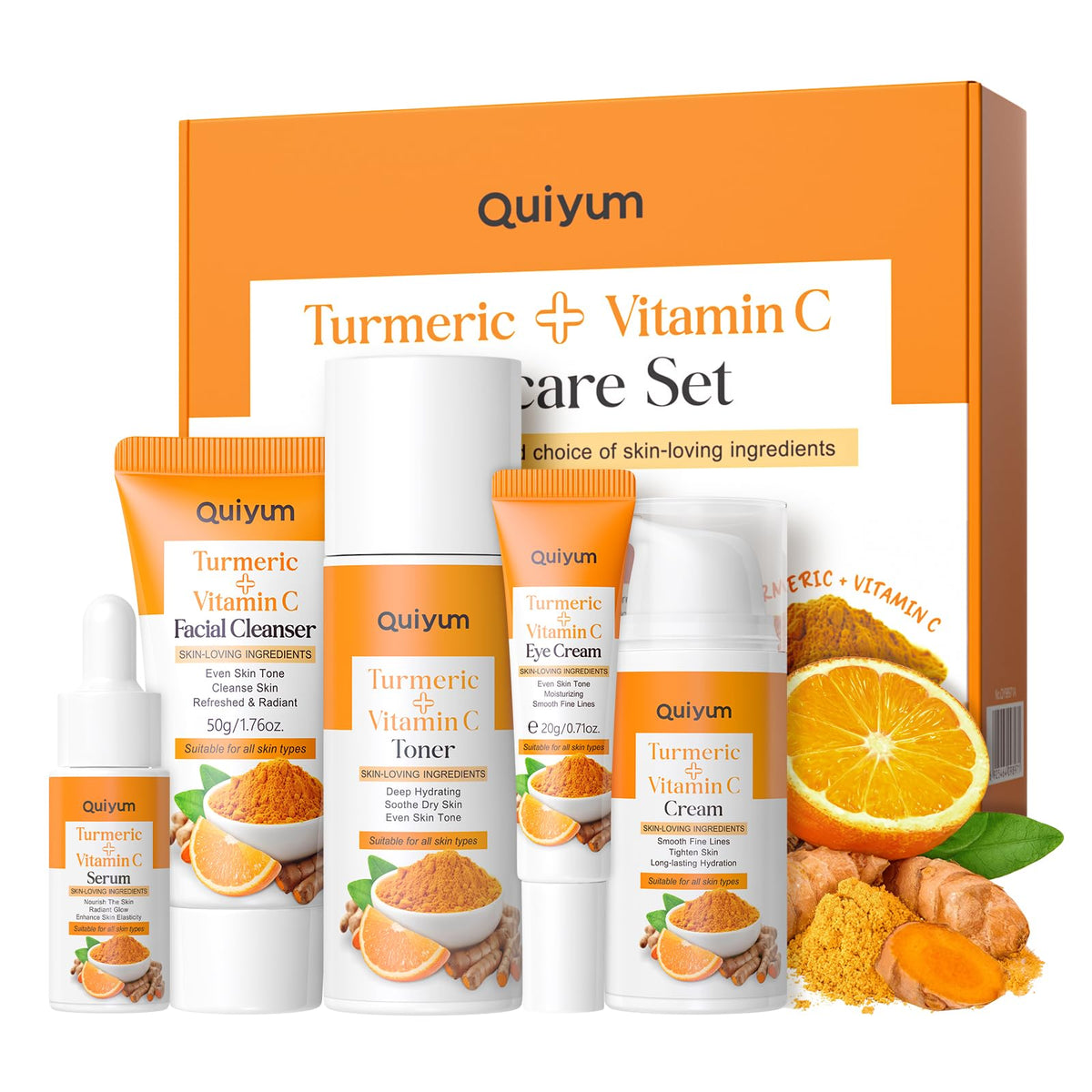 QUIYUM Turmeric Vitamin C Cleanser Pump bottle for refreshed, purified skin