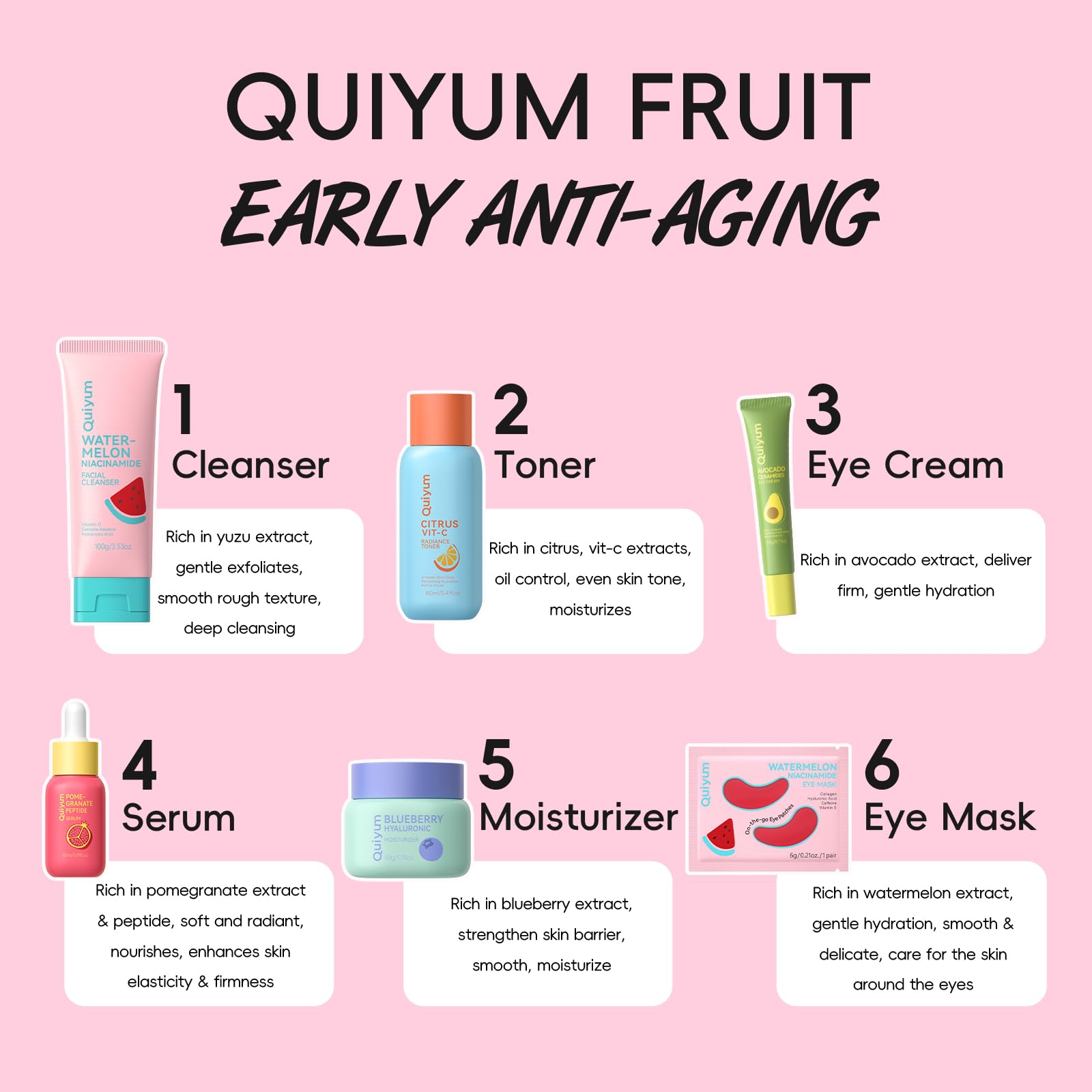 QUIYUM Watermelon Niacinamide Cleanser close-up for gentle cleansing and refreshment.