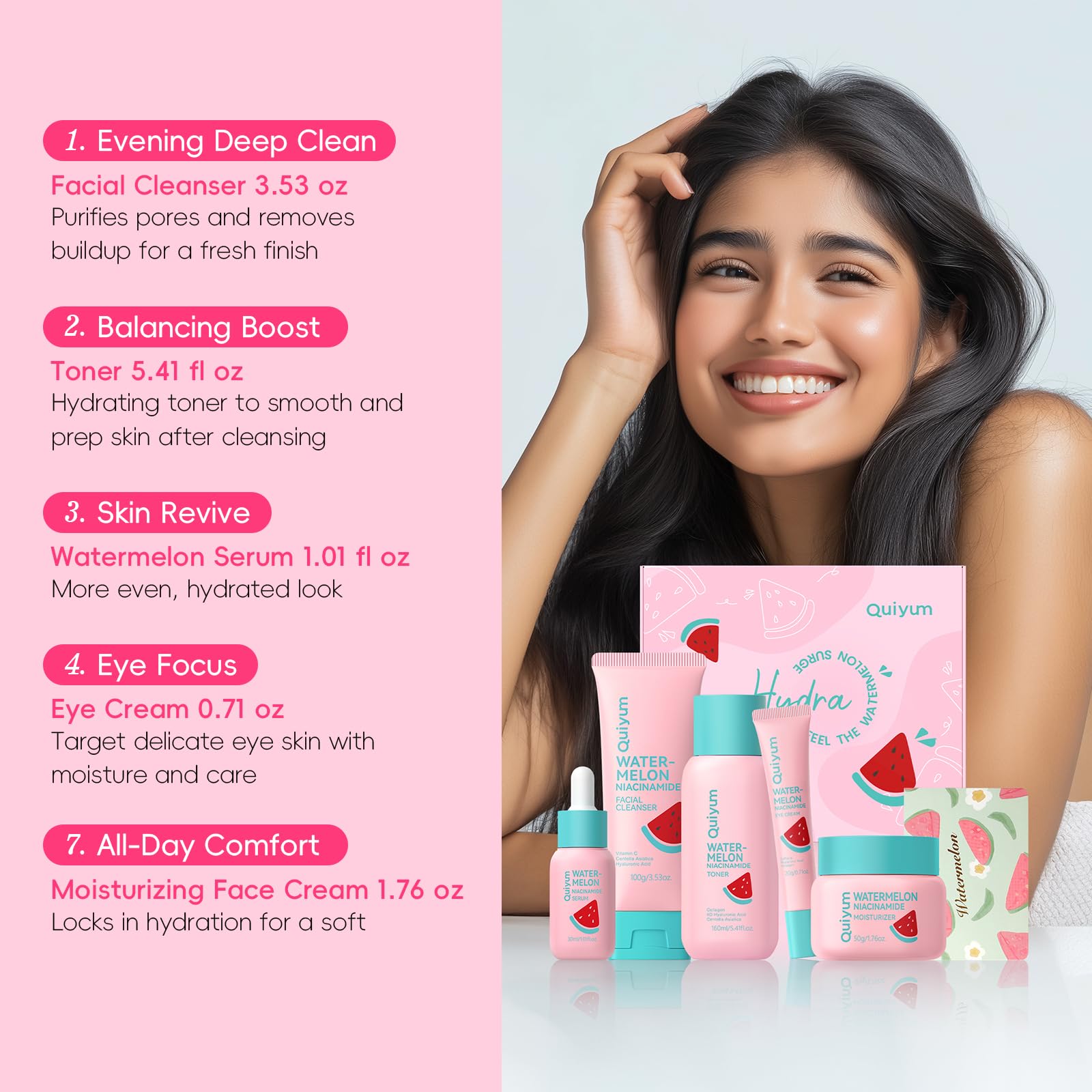 QUIYUM Watermelon Niacinamide Gift Set display for gifting