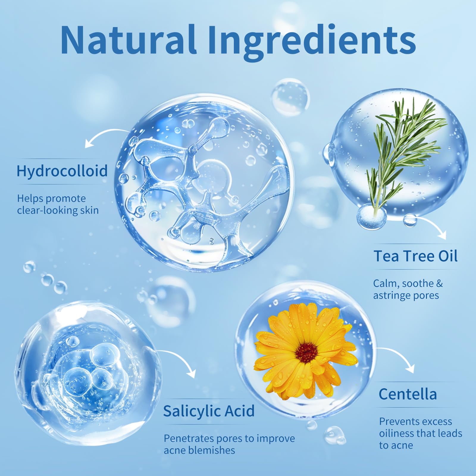 QUSTERE hydrocolloid patches with tea tree oil soothing blemishes