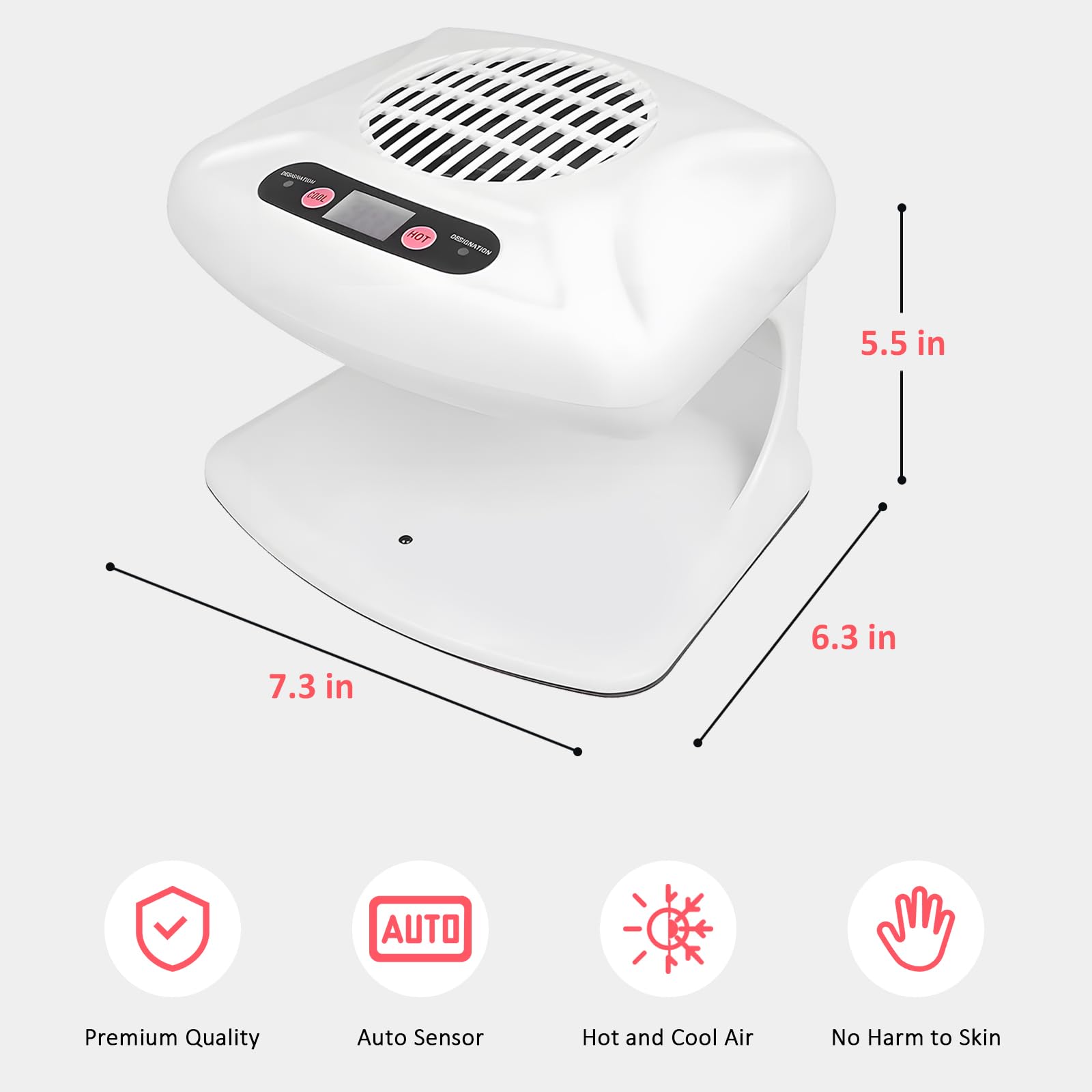 QUTUNI nail dryer compact design fits small spaces on a vanity.