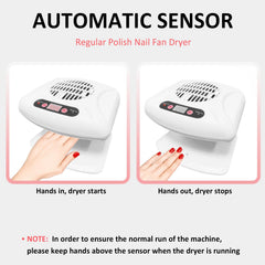 QUTUNI nail dryer sensor-activation demonstrates hands-free start for quick drying.