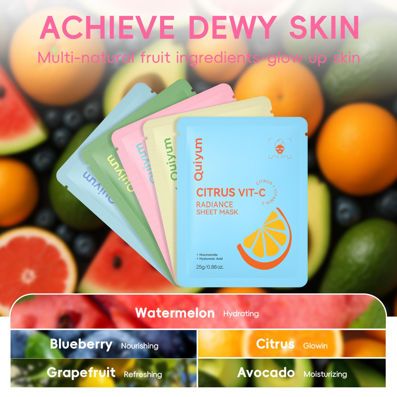QUIYUM Blueberry mask on face offers radiant glow with antioxidants