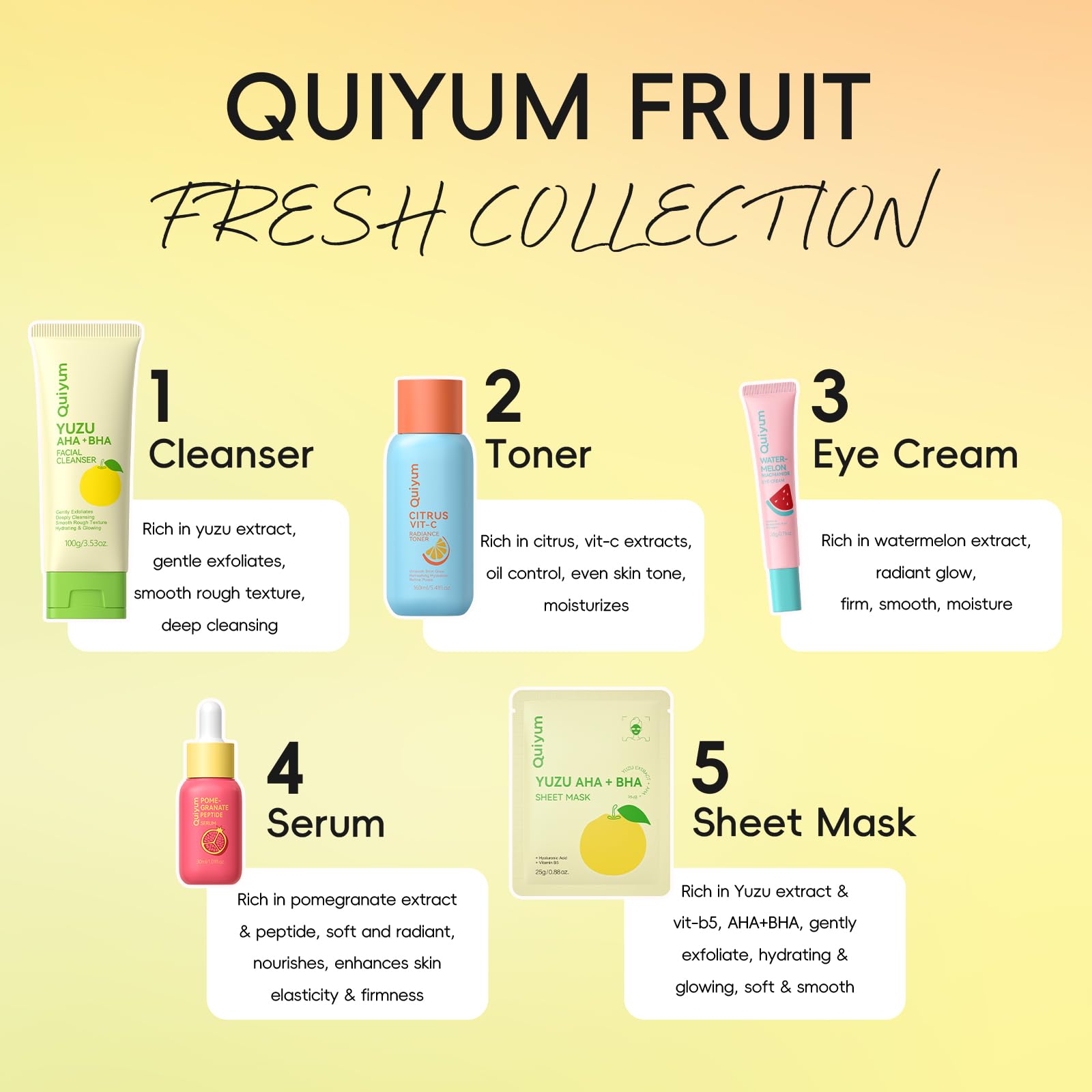 QUIYUM Citrus Vitamin C Toner-dispense brightens and evens skin tone.
