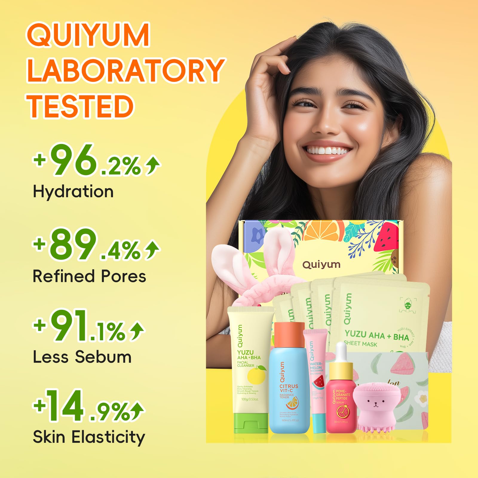 QUIYUM Watermelon Niacinamide Eye Cream-application hydrates and brightens under-eye area.