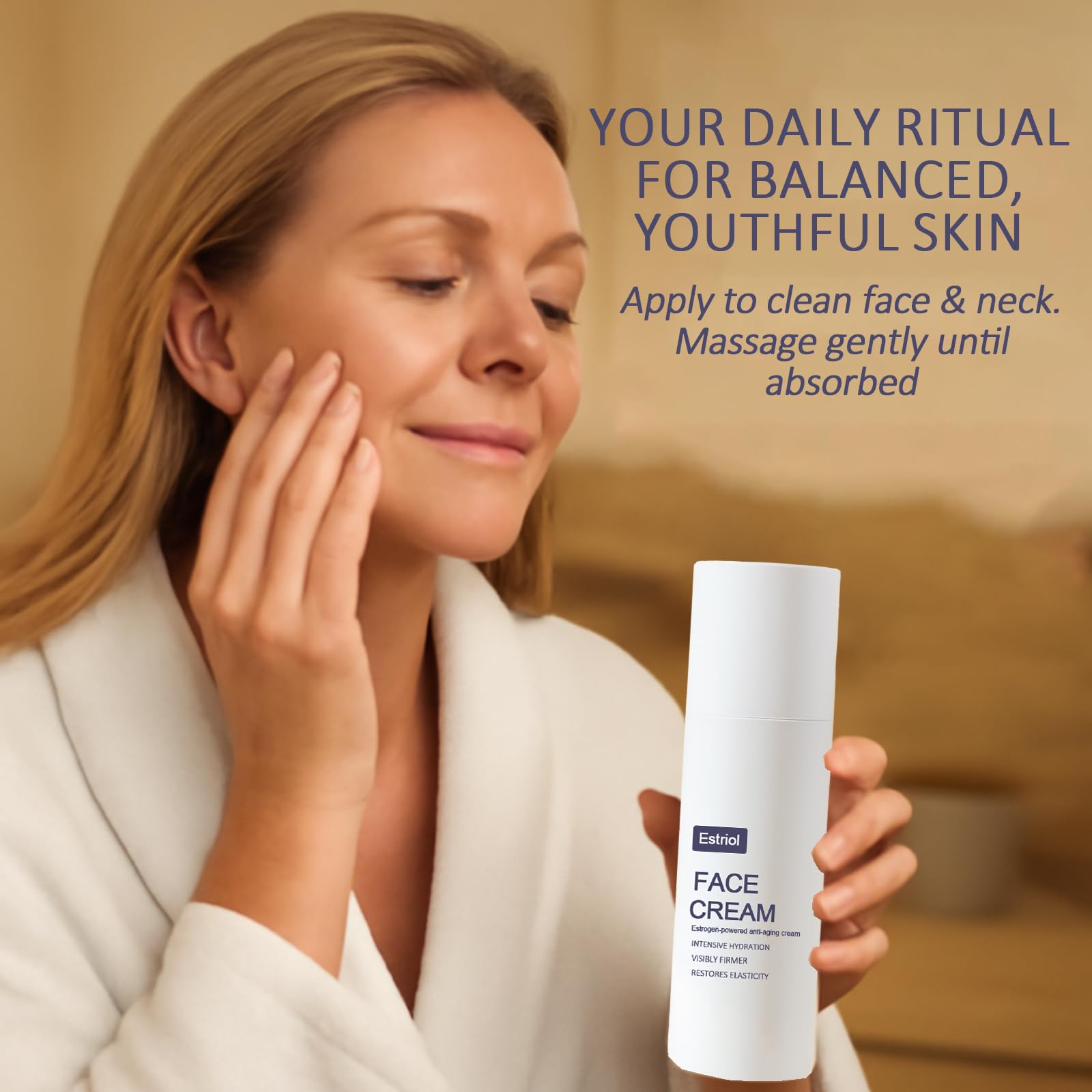 QUZOYU M4 Estriol cream neck-application demonstrates versatile use on neck area for balanced hydration.