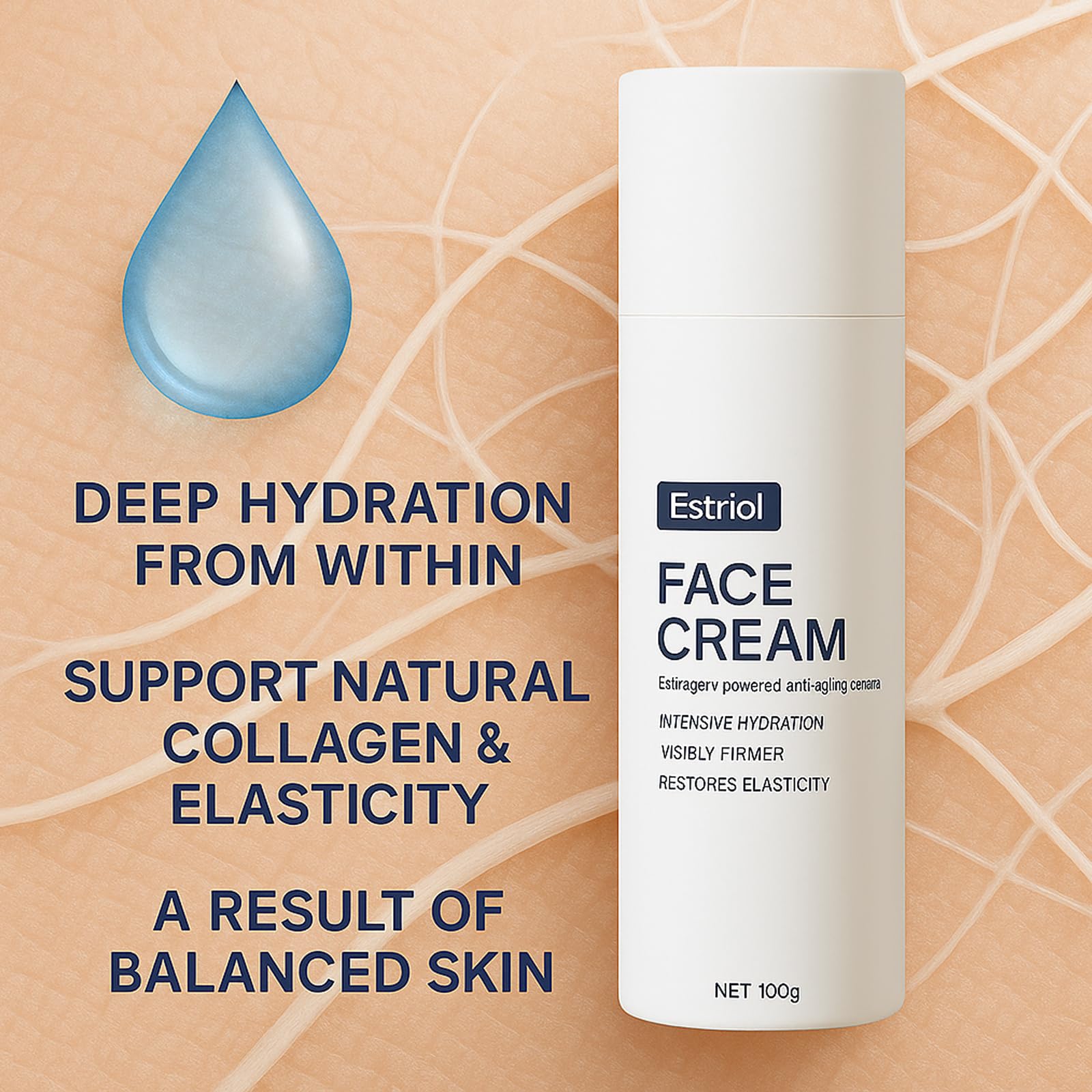QUZOYU M4 Estriol cream on dry skin reveals plump, hydrated feel.