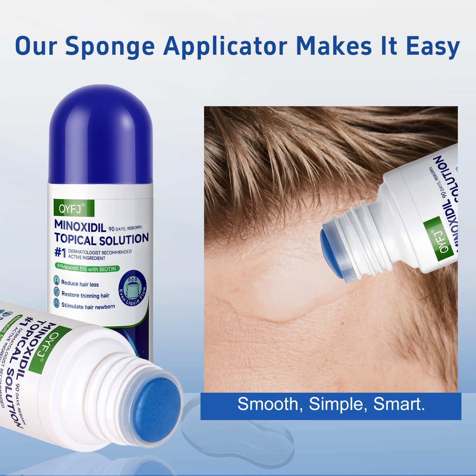 QYFJ serum sponge applicator in use for targeted application.