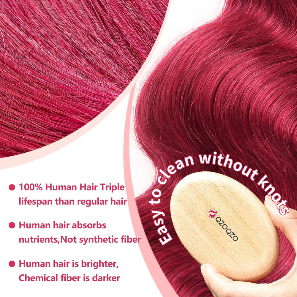 QZOQZO burgundy wig 26-inch body wave demonstrates dramatic, long-lasting waves.