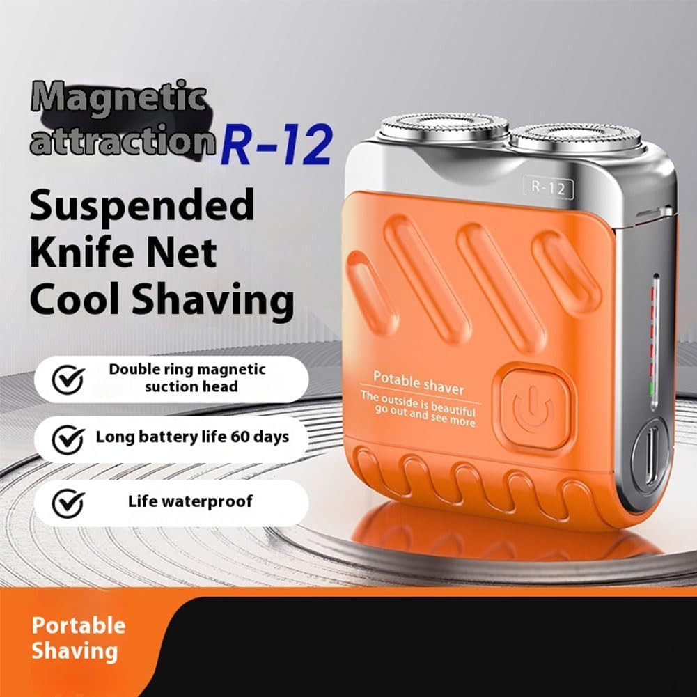 R-12 Luggage Electric Shaver compact size fits in pocket for easy travel touch-ups.