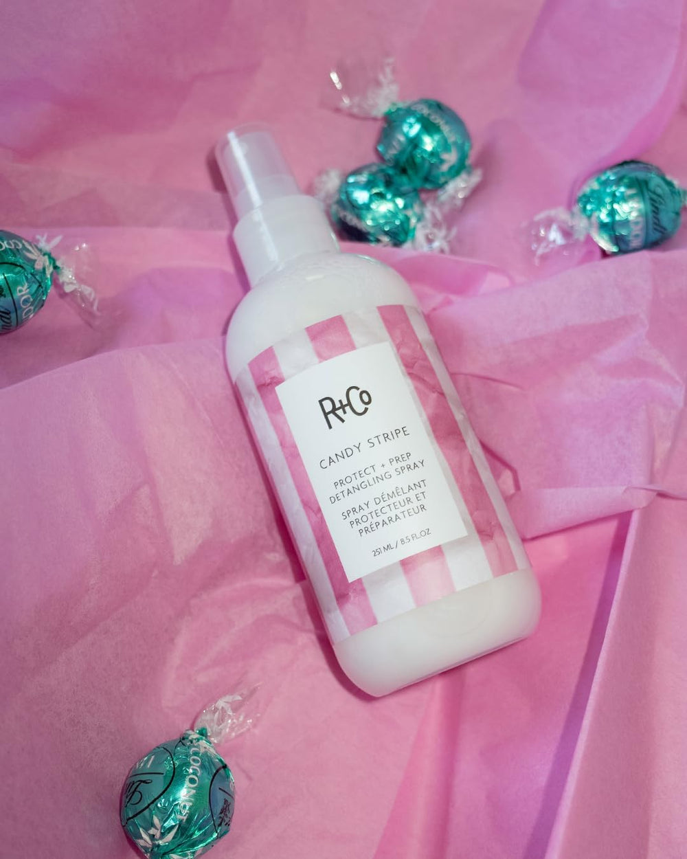 R+Co Candy Stripe shields hair from environmental stressors daily.