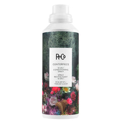 R+Co CENTERPIECE bottle closeup shows a lightweight, detangling hydration benefit.