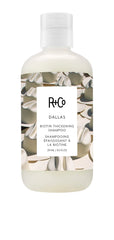 R+Co Dallas Thickening Shampoo bottle front showing volumizing biotin benefits for fine hair