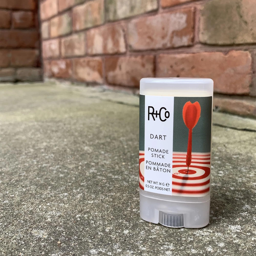 R+Co Dart Pomade Stick delivers long-lasting hold without heavy residue.