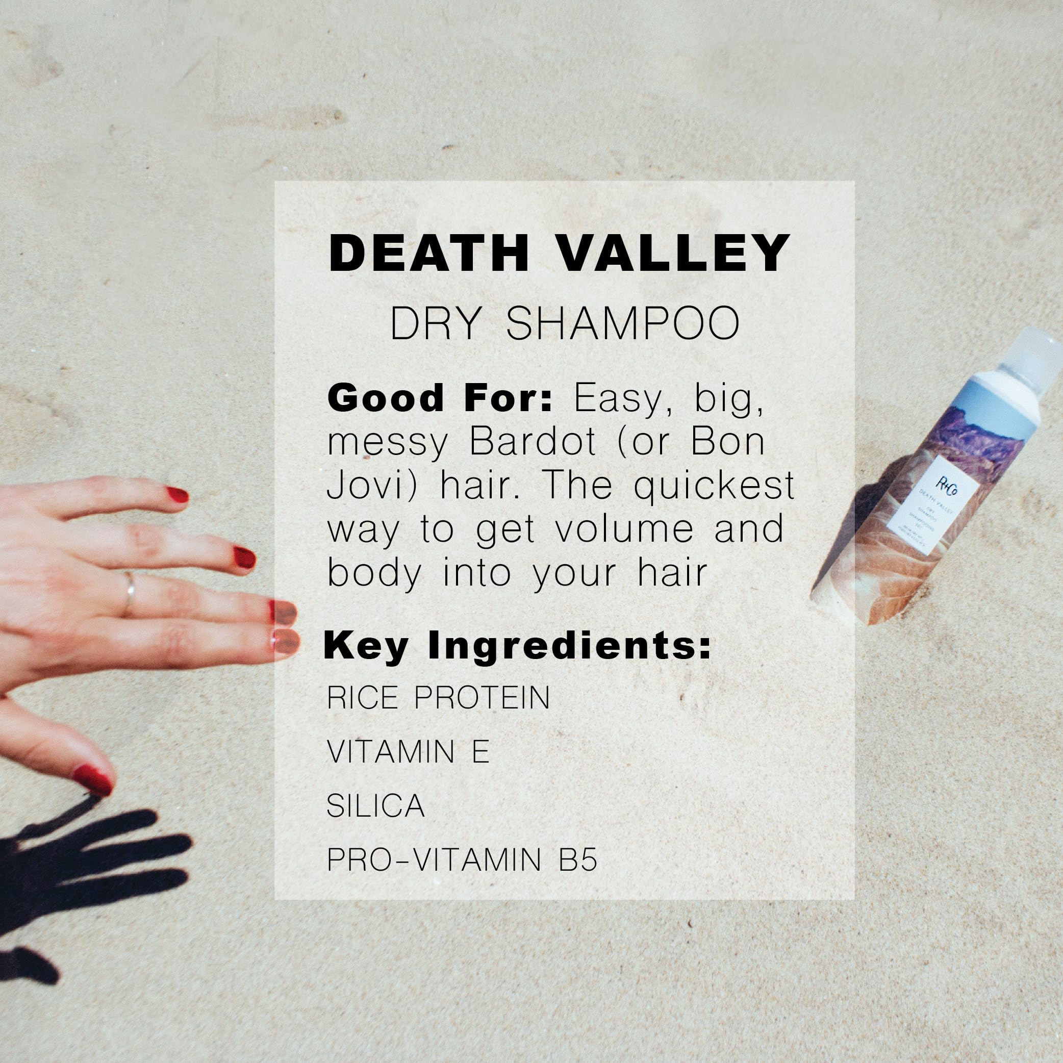 R+Co Death Valley dry shampoo set bottles front view highlights quick lift and texture potential.