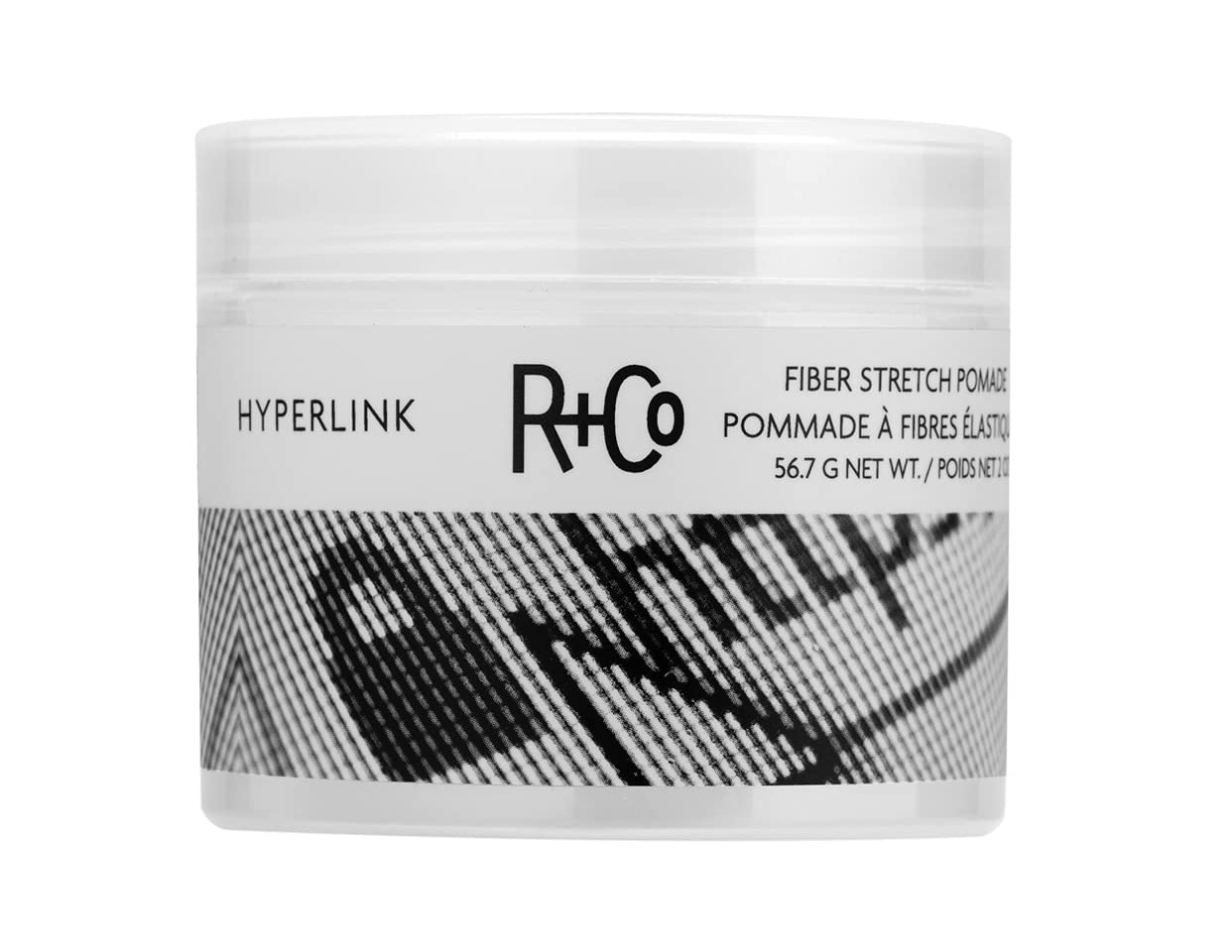 R+Co Hyperlink Pomade bottle closeup for quick texture
