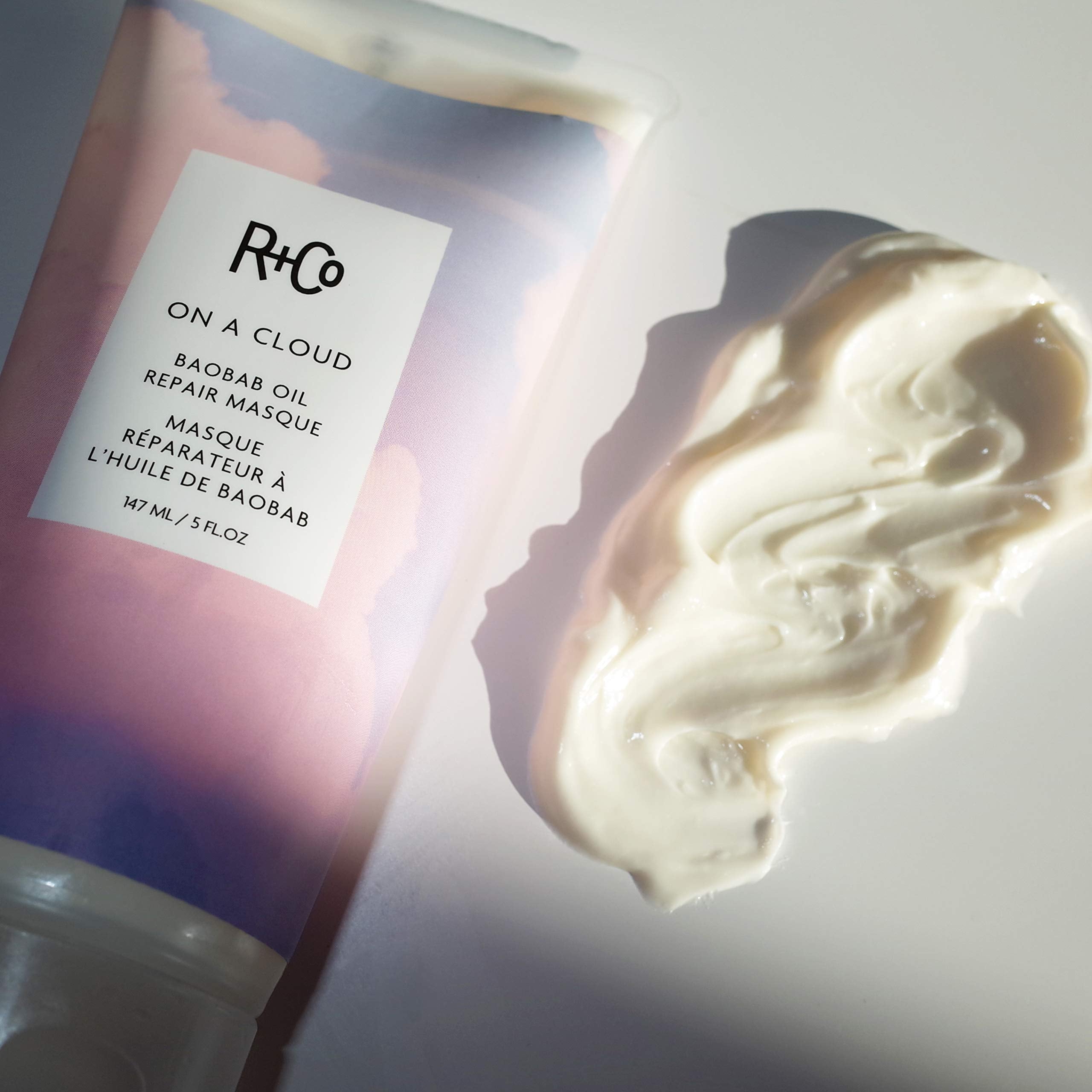 R+Co On A Cloud Baobab Oil Repair Masque creamy texture closeup