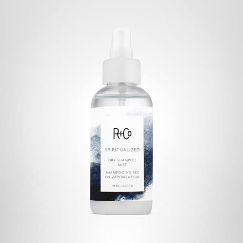 Travel-friendly 4.2 oz bottle of R+Co Spiritualized Dry Shampoo Mist.