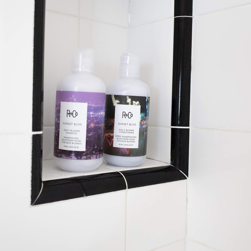 R+Co Sunset Blvd Blonde Conditioner pearl-extract boosts moisture and radiant shine