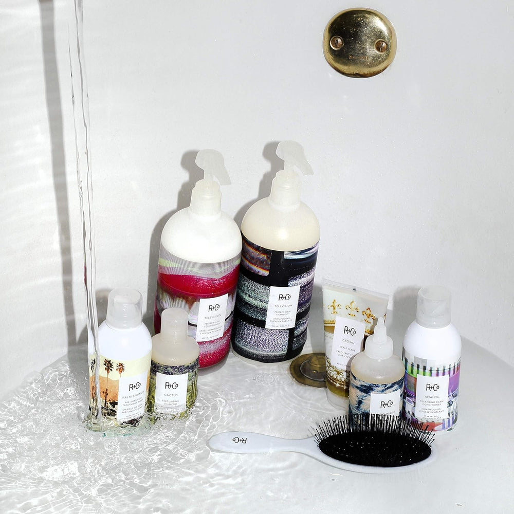 R+Co Television Perfect Hair Shampoo large size communicates long-lasting value at 33.8 oz.