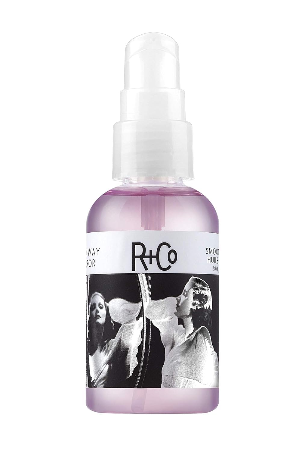 R+Co Two Way Mirror smoothing oil bottle pour for light-reflecting shine.